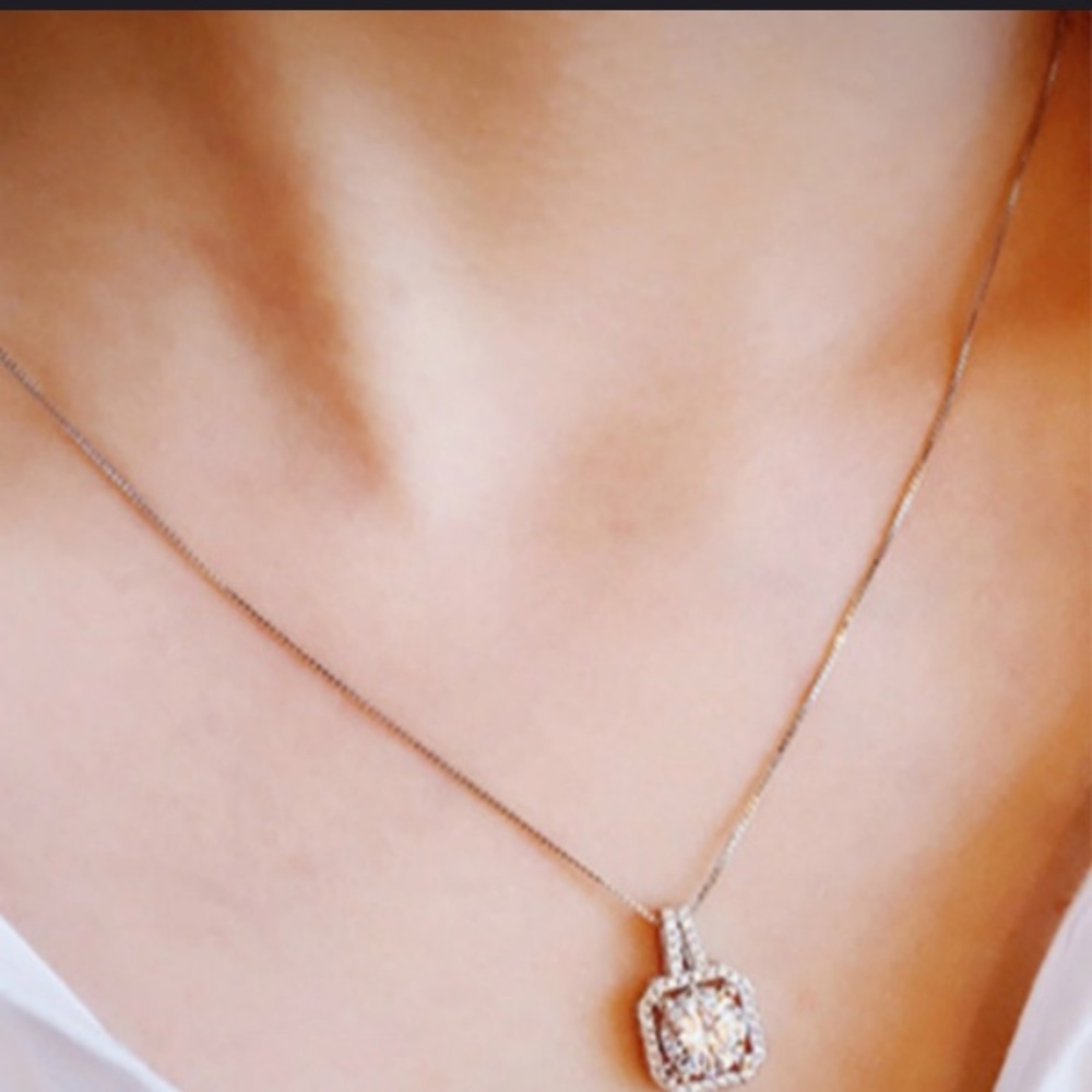 Sterling Silver Square CZ Pendant - Picture 4 of 5